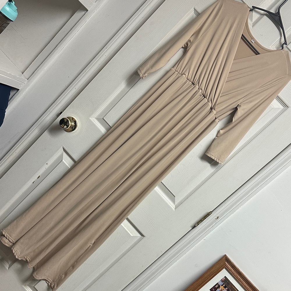 Elegant Tan Maxi Dress